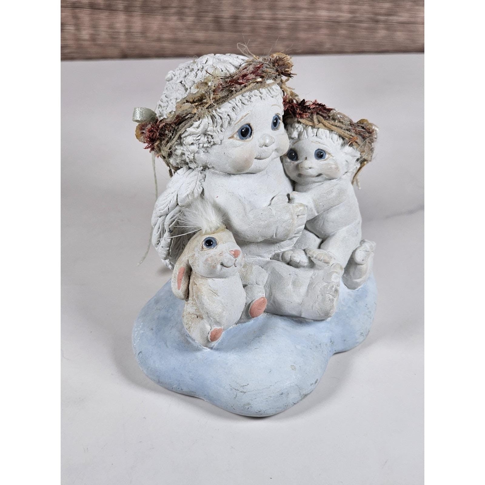 Dreamsicles Cherub Figurine with Bunny Signed Kristin Cast Art