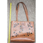 Patricia Nash Toscano Leather Tote Floral Tobacco Brown Handbag