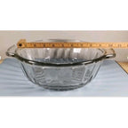Vintage Clear Glass Handled Bowl Ribbed Glass Serving Bowl