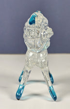 Vintage Collectible Clear Plastic Lucite Kitty Cat Figurine 1960s With Blue Acce