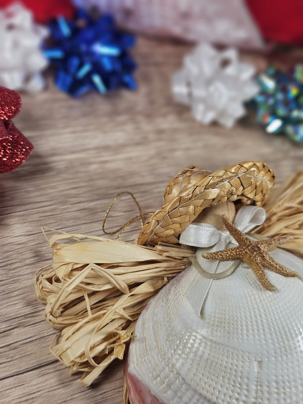 3x4 Sea Shell Angel Ornament with Starfish ~ Coastal Beach Christmas Decor