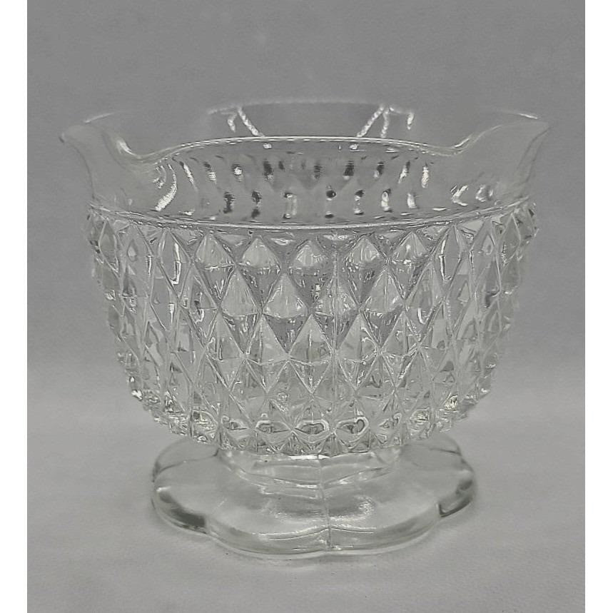Vintage 1970s Indiana Glass Diamond Point Footed Candle Holder
