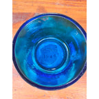 Vintage Nittsjo Sweden Egg Cup Blue Glass Base Hand Painted Ceramic Top