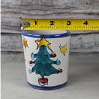 Vintage Vietri Natale Blue Trim Christmas Tree Ceramic Cup