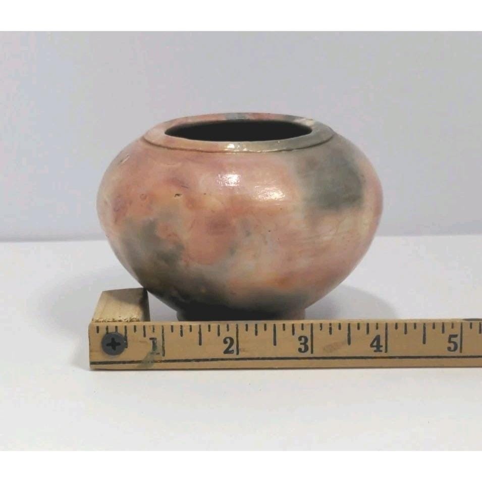 Vintage Studio Pottery Vase Artist Signed Pink Gray Glaze Vase