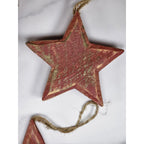 Set of 5 Rustic Wooden Stars | Burgundy Distressed Farmhouse Decor