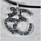 Vintage Sterling Silver Om Necklace Pink Crystal Pendant