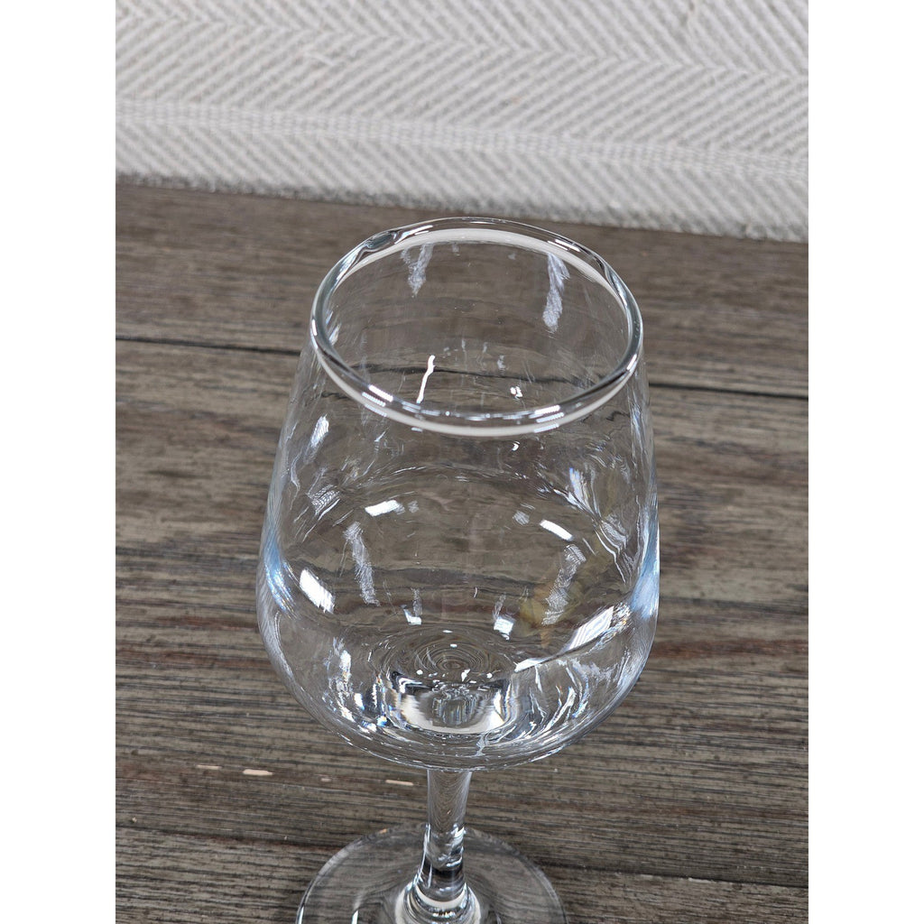 Vintage Clear Wine Glass 8.5" Tall Thick Heavy Stemware