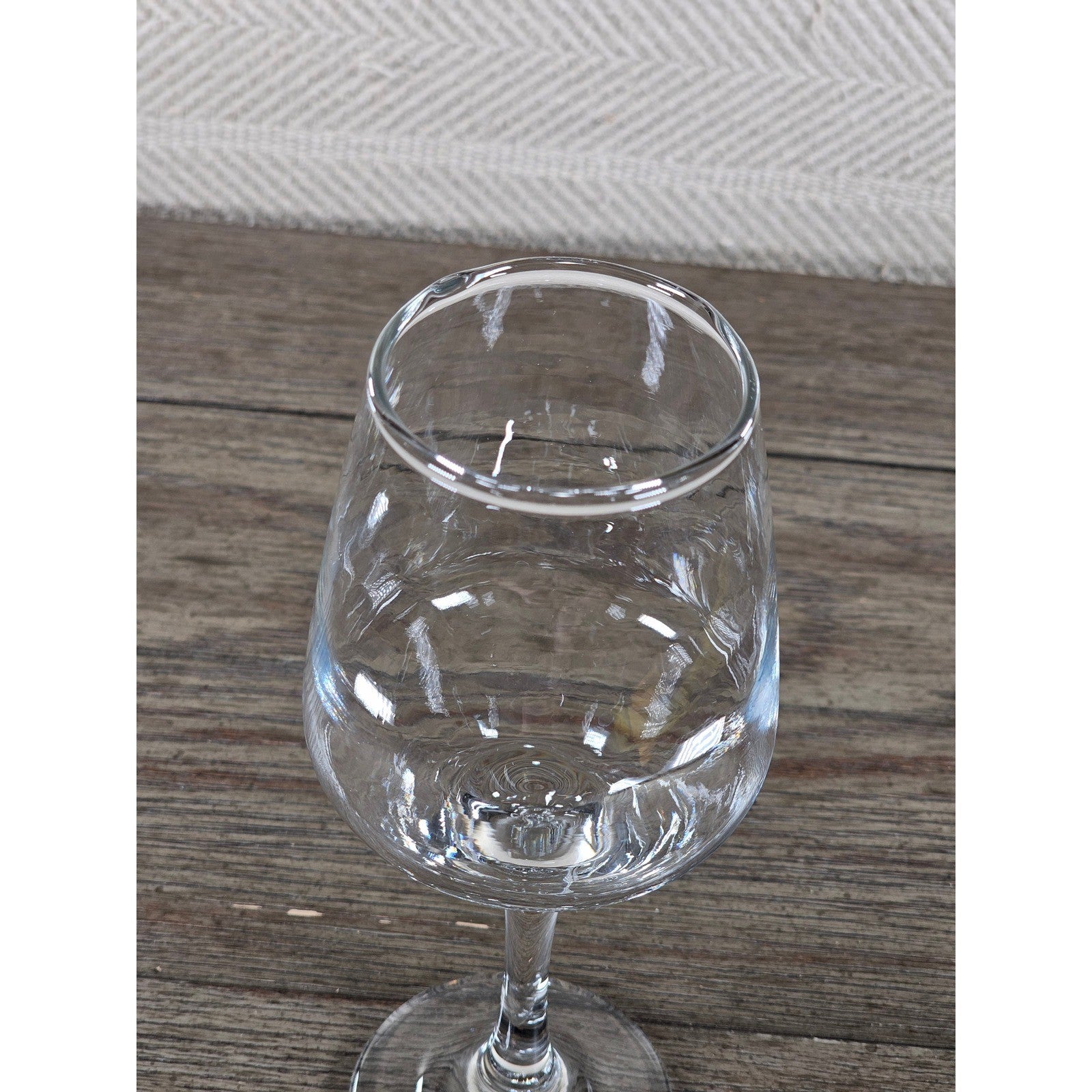 Vintage Clear Wine Glass 8.5" Tall Thick Heavy Stemware