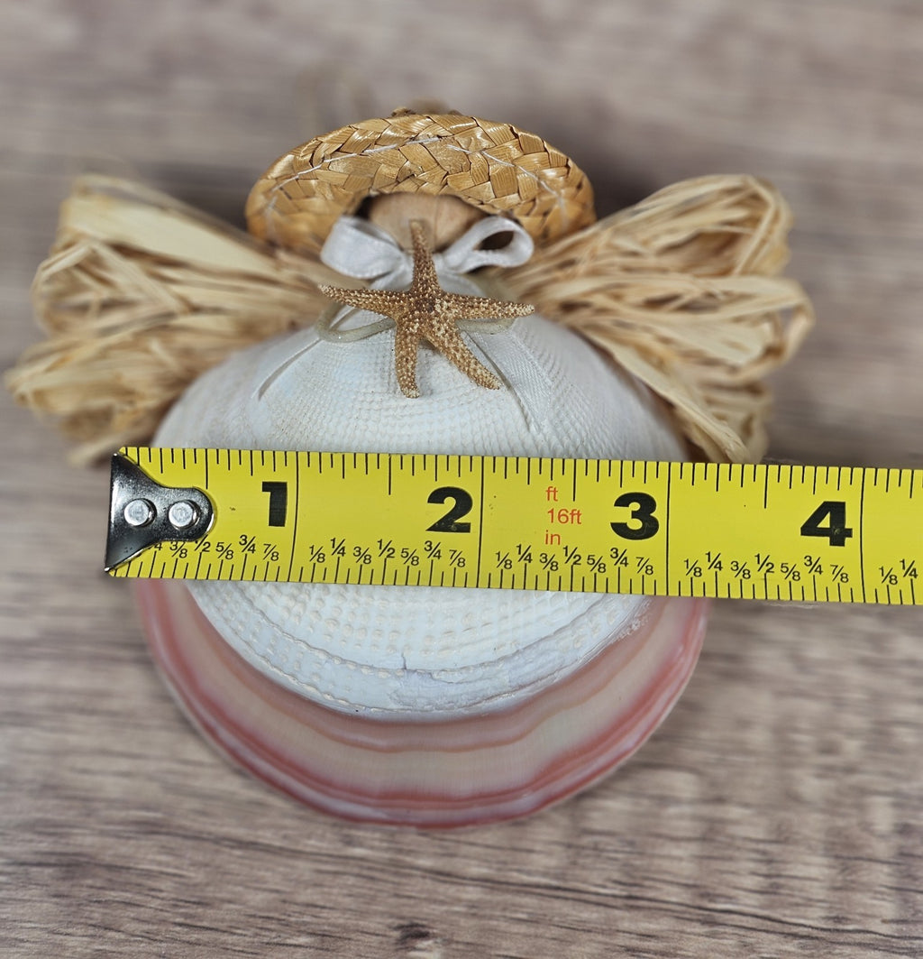 3x4 Sea Shell Angel Ornament with Starfish ~ Coastal Beach Christmas Decor