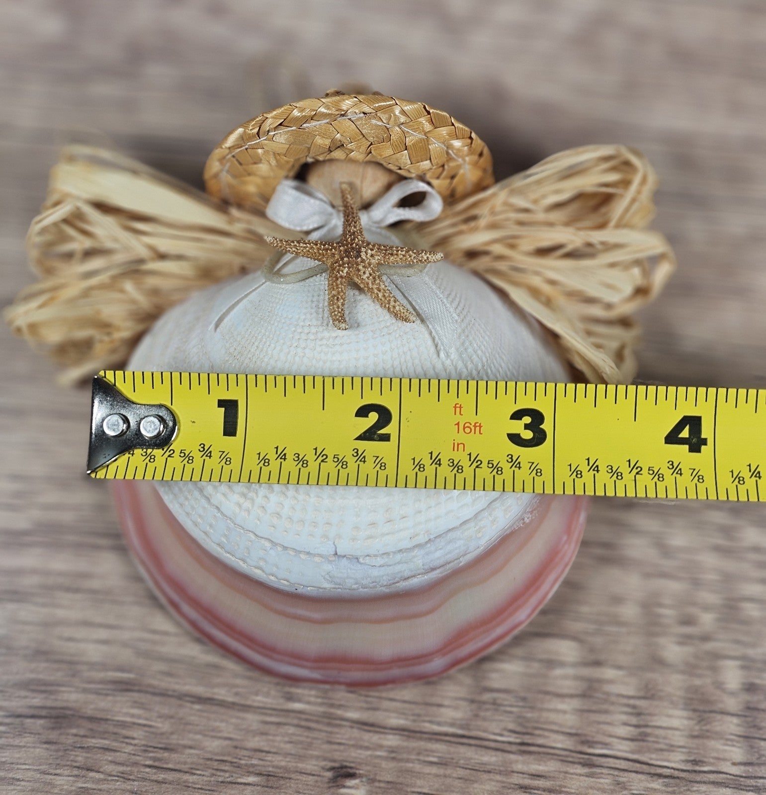 3x4 Sea Shell Angel Ornament with Starfish ~ Coastal Beach Christmas Decor