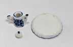 Dollhouse Tea Set with Blue White Floral Ceramic 1:12 Scale Miniature