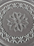Set Of 4 Anchor Hocking Sandwich Glass Salad Plates Clear Vintage Floral Design