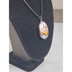 Vintage Hindu Deity Pendant Necklace Oval Religious Charm