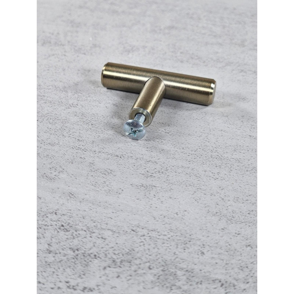 Brushed Brass T Bar Cabinet Knob Modern Drawer Pull Handle