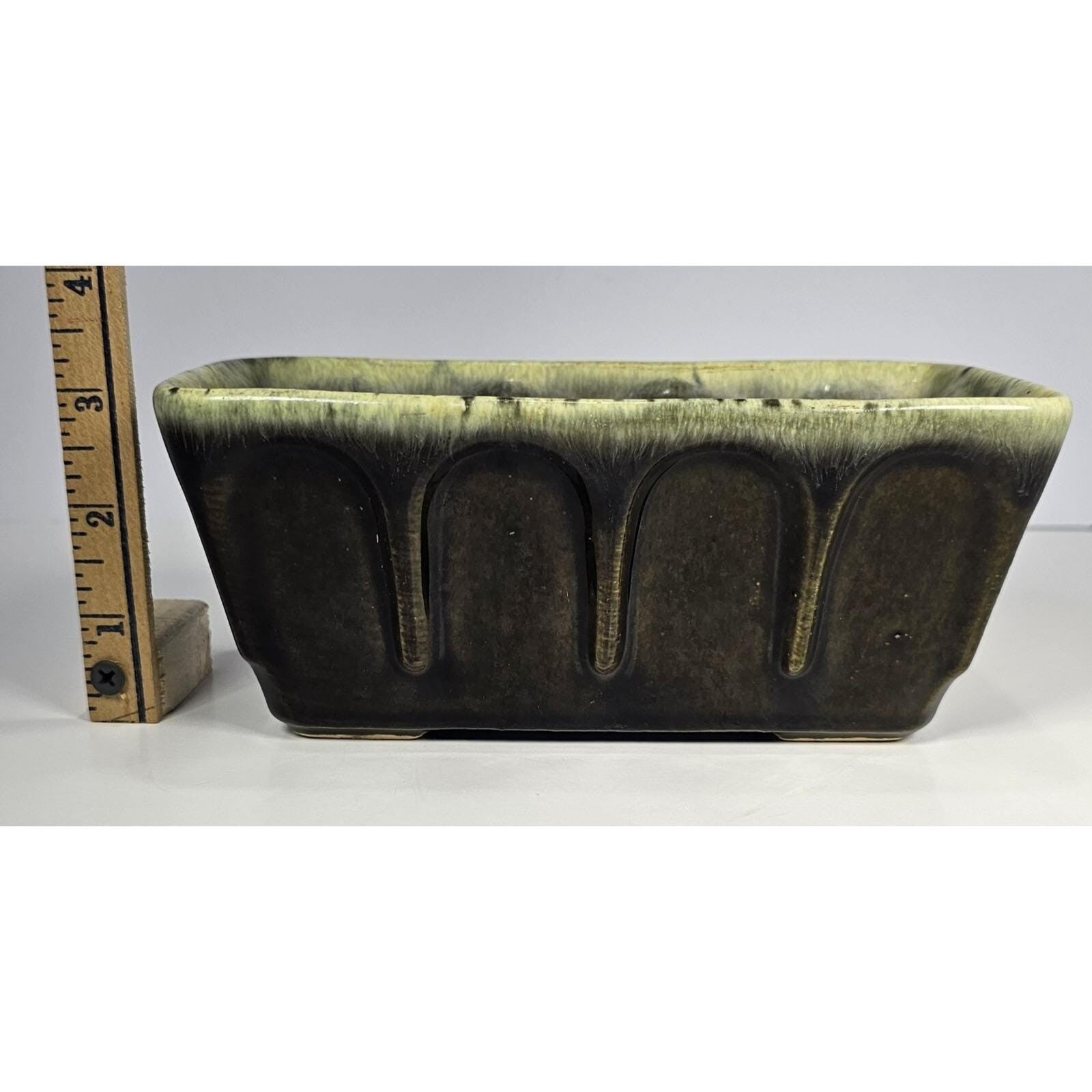 Vintage Hull USA F12 Planter Brown Green Drip Glaze Pottery