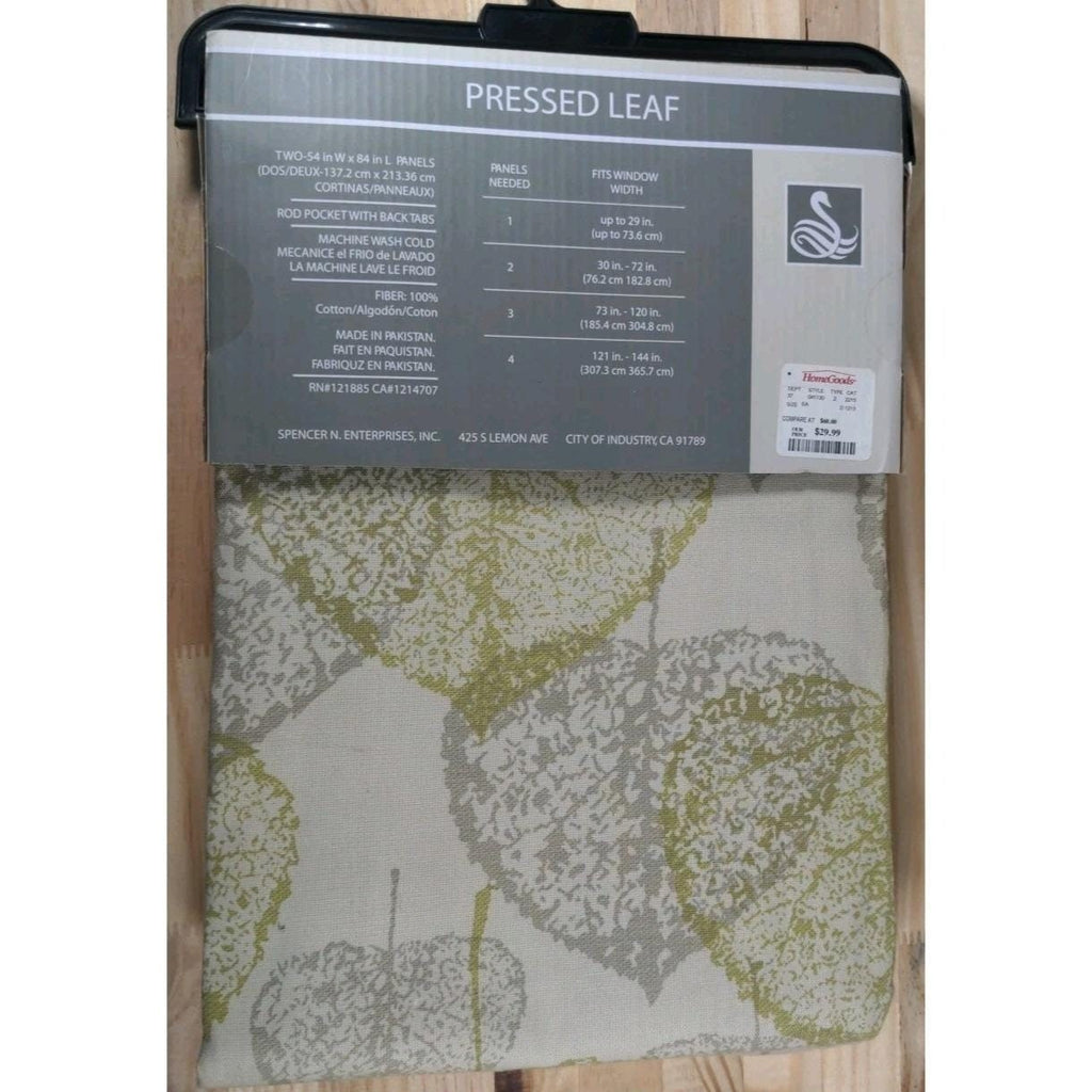 Spencer Home Decor Curtain Panels 54x84 Cotton Leaf Pattern Set