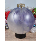 Vintage Blown Glass Christmas Ornaments Purple Blue Iridescent Set of 2