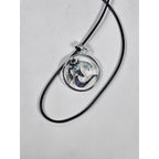 Vintage Sterling Silver Om Pendant with Green Stone Accent