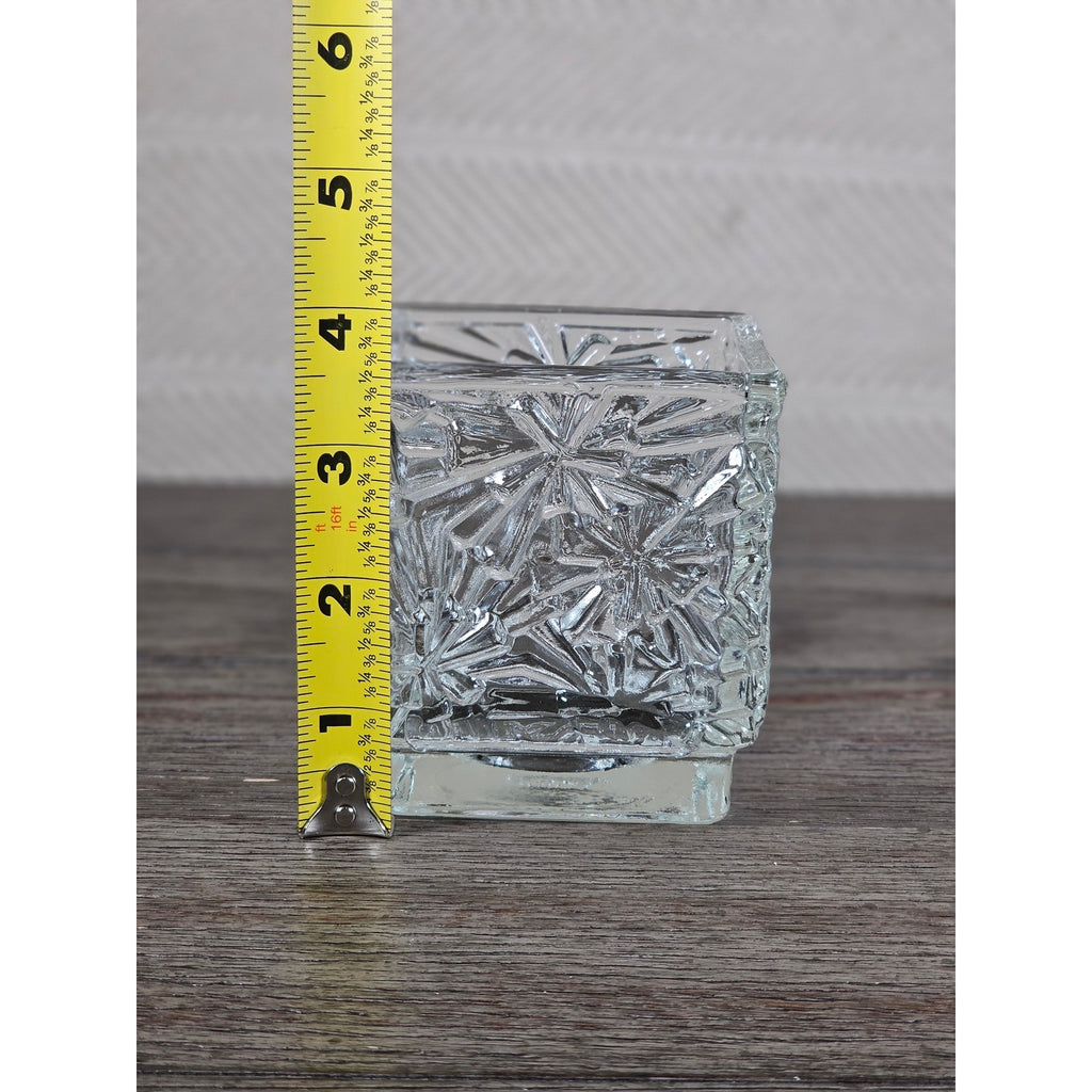 Vintage Avon Clear Pressed Glass Square Votive Candle Holder