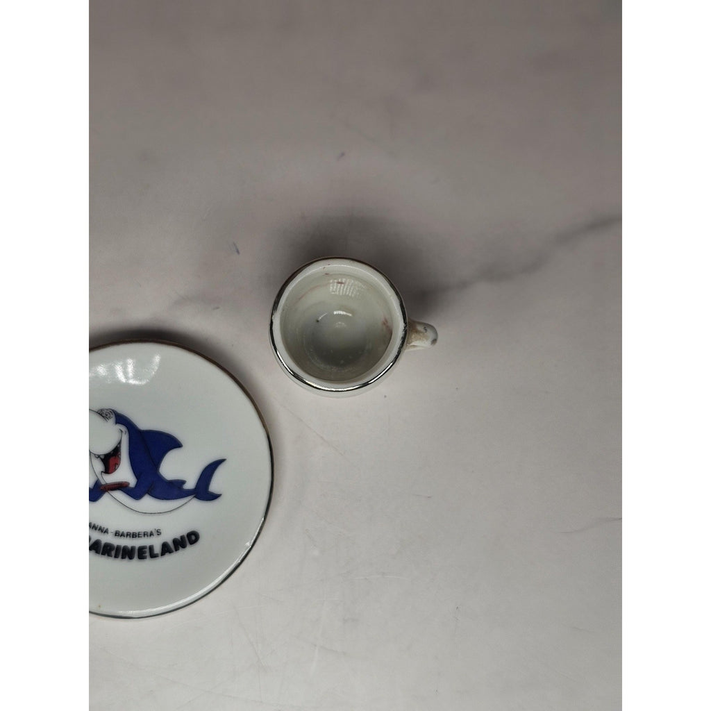 Vintage Hanna Barbera Marineland Mini Cup Saucer Shark Souvenir