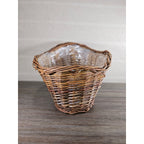 Vintage Wicker Basket with Plastic Liner – Rustic Storage Planter Basket