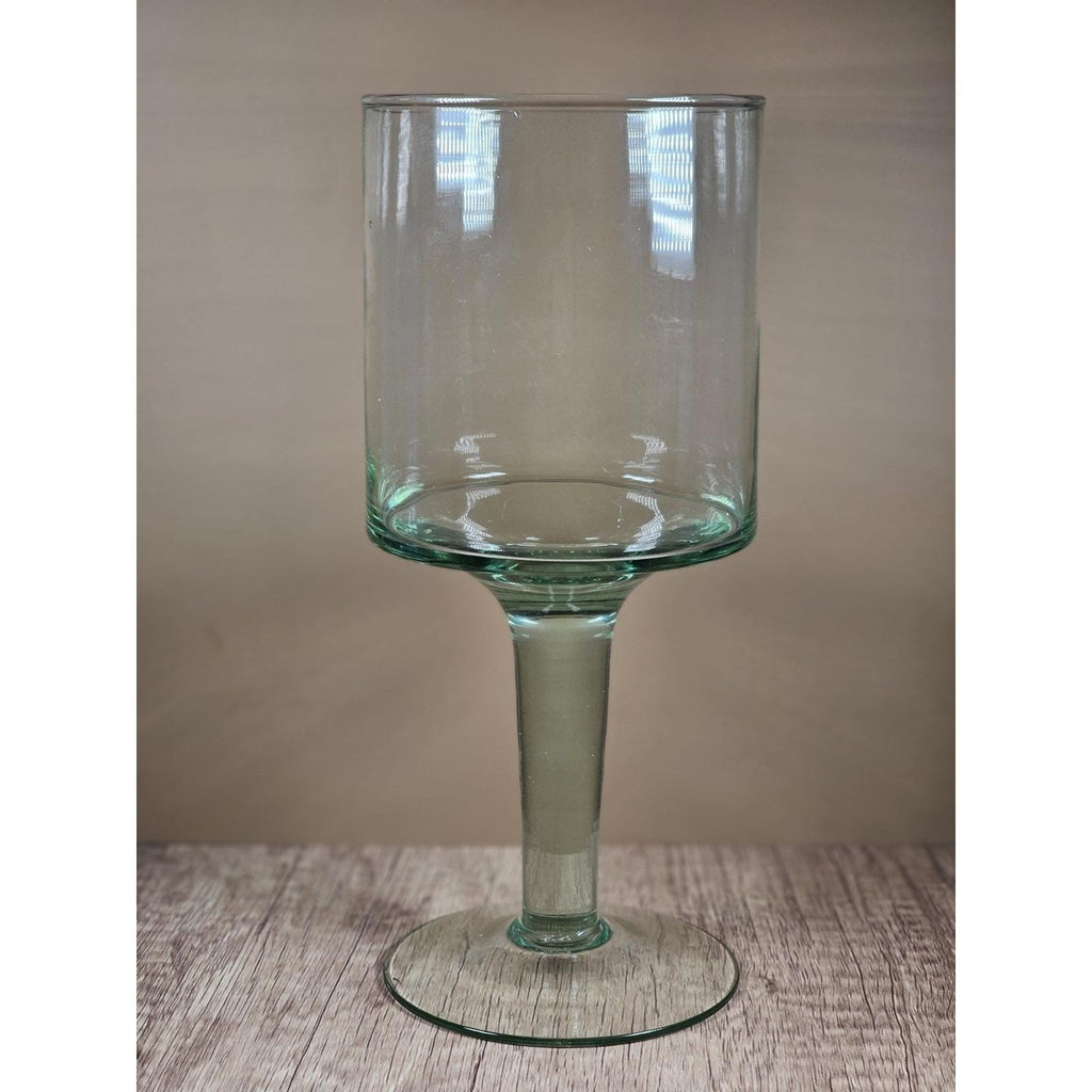 Vintage Glass Hurricane Candle Holder Pedestal Vase Clear Glass