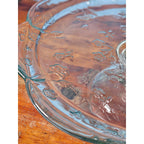 Vintage Clear Glass Cake Stand with Floral Embossed Design