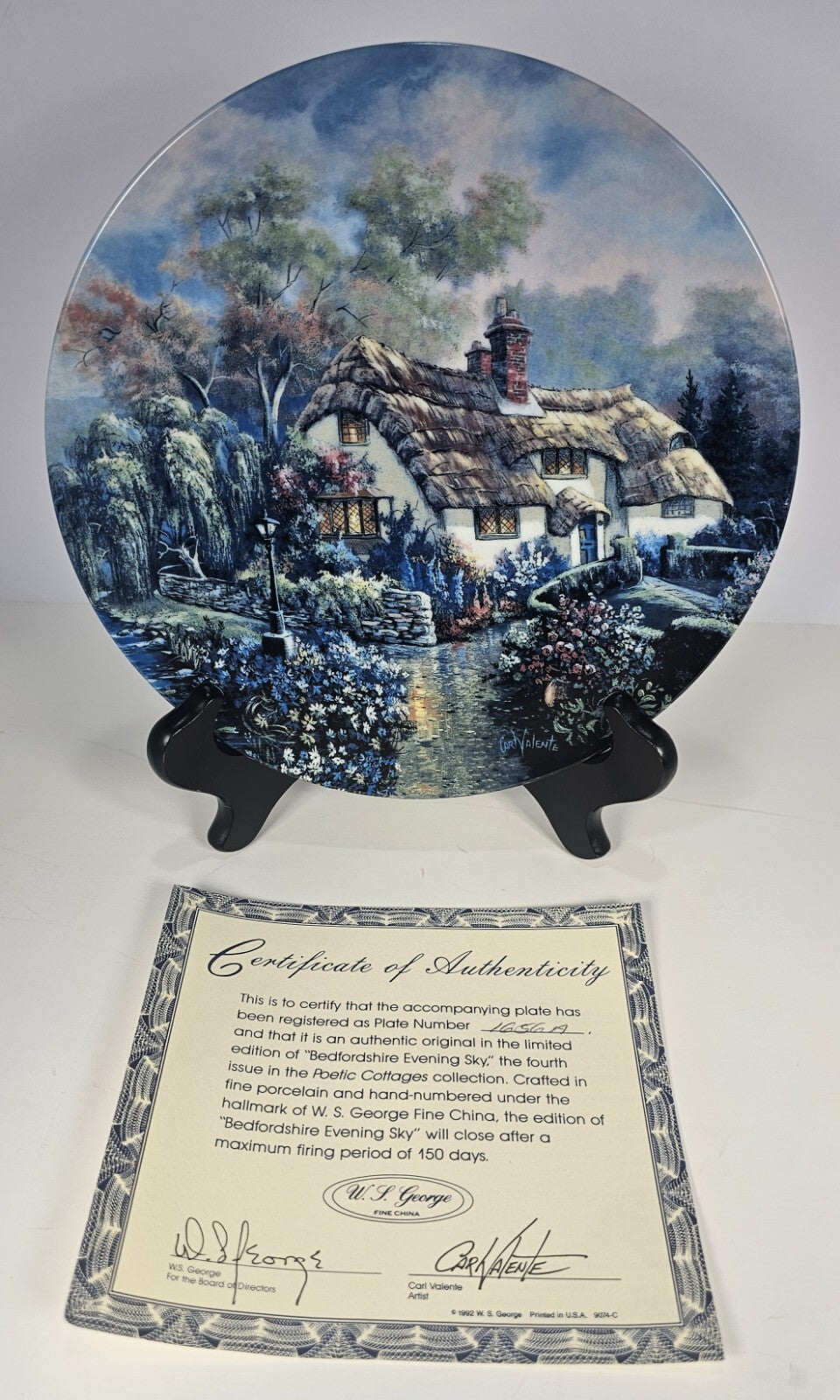 Bedfordshire Evening Sky Carl Valente Poetic Cottages Collector Plate 1992