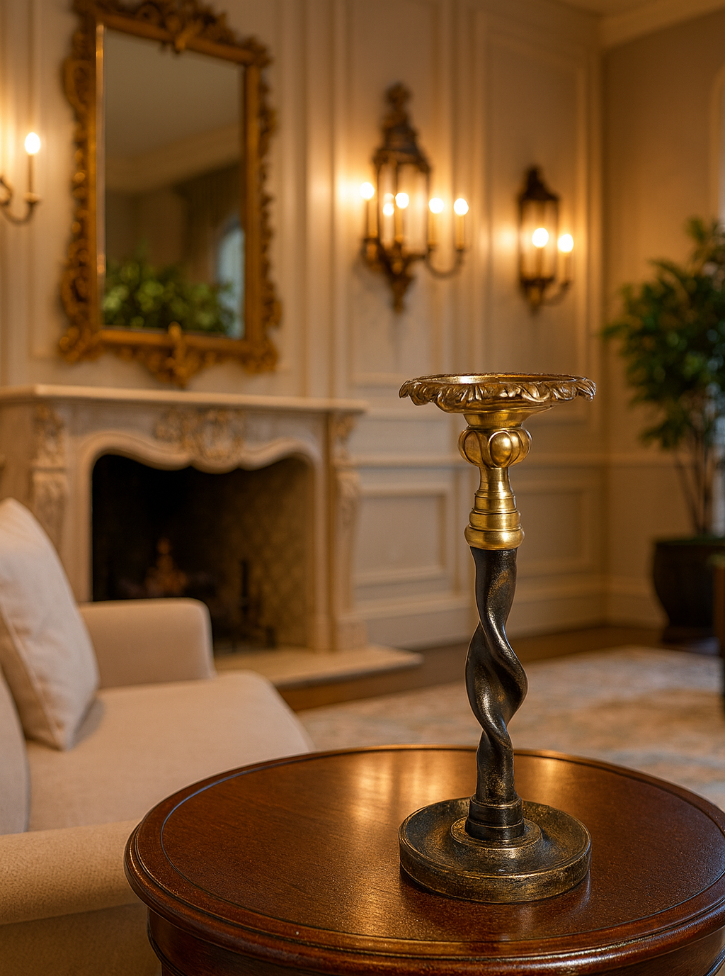 Vintage Brass Twist Candlestick Holder – 10.5" Tall Brass Taper Holder, Rustic