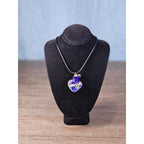 Vintage Glass Heart Vial Necklace Blue Hand Blown Art Glass Pendant