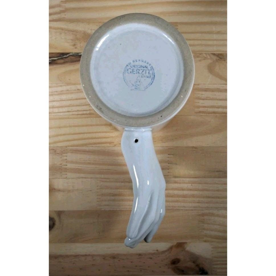 Vintage Gerz West Germany White Beer Stein Sculptural Hand Handle