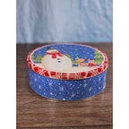 Vintage Snowman Gingerbread Christmas Tin Cookie Storage Box