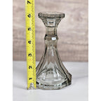 Vintage Fostoria Smokey Glass Candle Holder Faceted 6 Inch USA