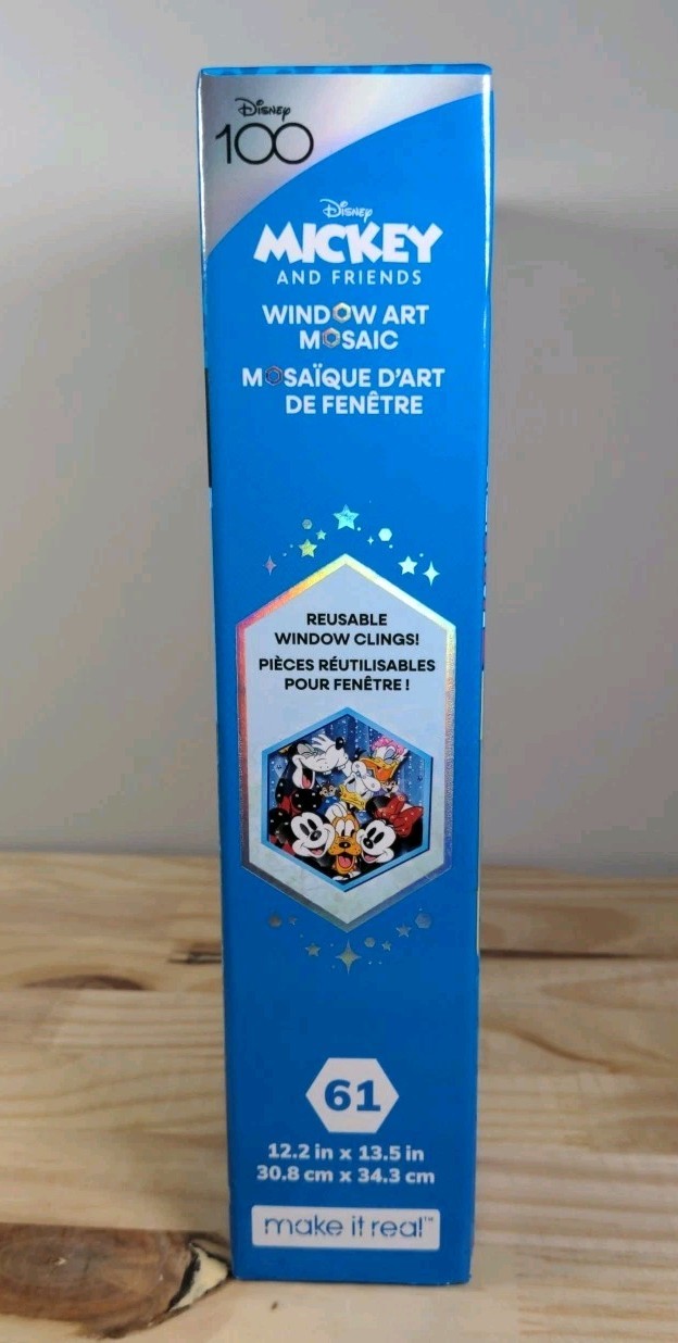 Disney Window Art Mosaic Mickey & Friends 66 pcs Reusable New In Box
