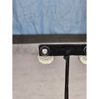 Vintage Silver-Tone Swirl Circle Stud Earrings with Rhinestone Accent