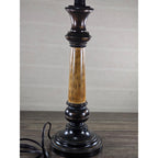 Vintage Wood Table Lamp 30" Tall Black Gold Distressed Base