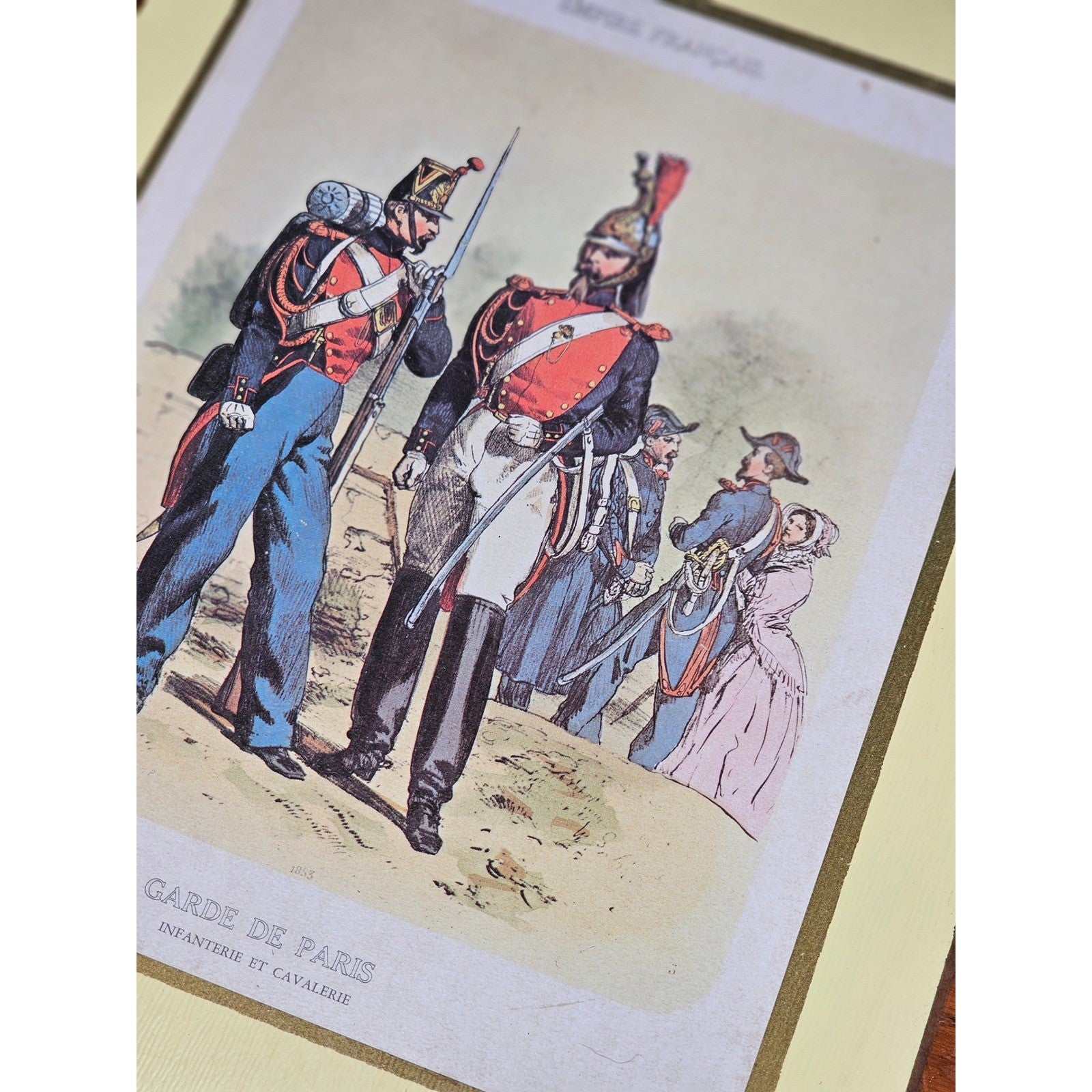 Vintage French Military Uniform Print Garde de Paris 11.5 x 8