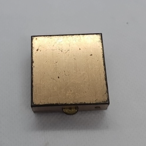 Vintage Metal Brass Pill Box  Glasses Raised Deco Square