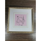 Vintage Paris Eiffel Tower Art Print Framed 13x13 French Poodle Illustration