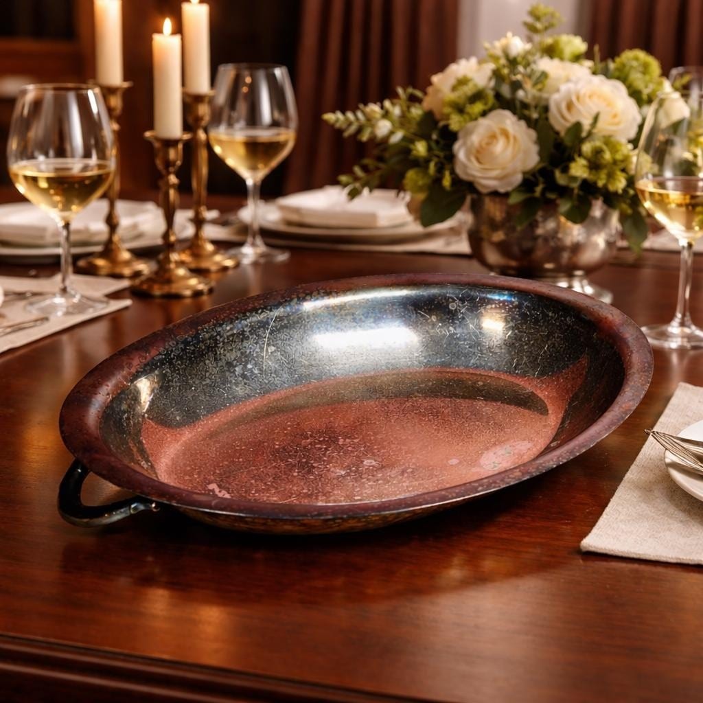 Vintage Silver Plate Oval Serving Dish 10" With Handles