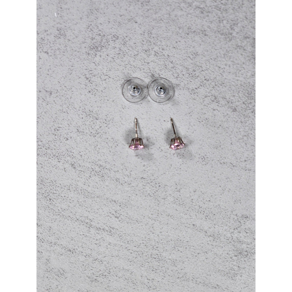 Vintage Pink Rhinestone Stud Earrings Round Faceted Post Earrings