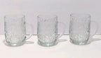 Set of 3 Princess House Fantasia Clear Glass Poinsettia Design Coffee Mug Cup