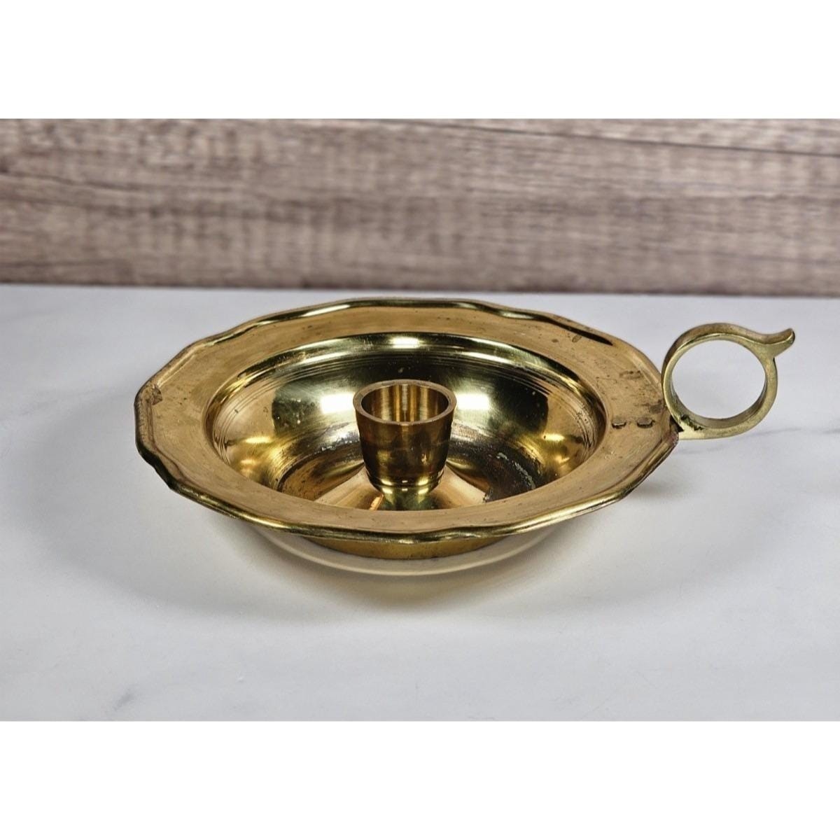 Vintage Brass Chamberstick Candle Holder with Handle