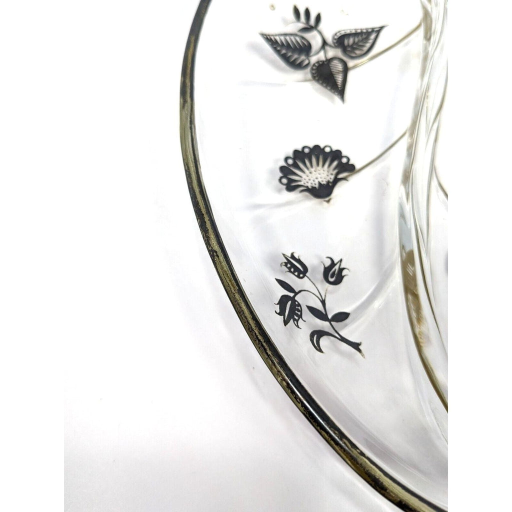 Georges Briard Leaf Dish Divided Glass Tray Mid Century Serving