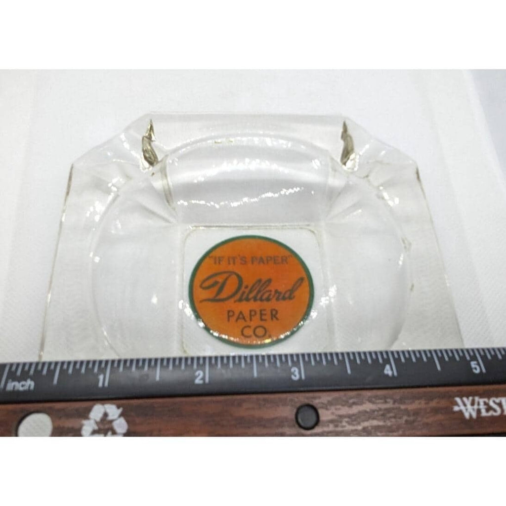 Dillard Paper Co 1960s  Glass Ashtray Octagonal Logo Tray
