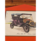 Vintage Ford Model T 1908 Print Mounted on Red Board, 11.5 x 8
