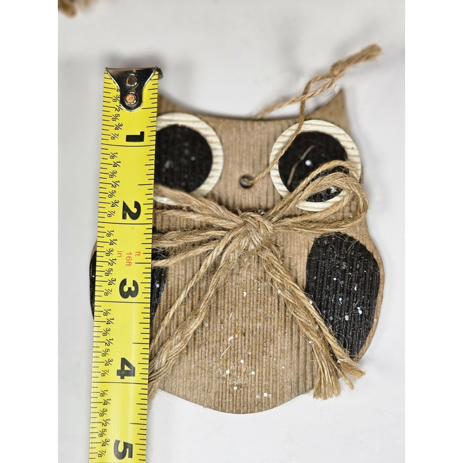 Set of 3 Woodland Owl Christmas Ornaments Rustic Cardboard Holiday Decor