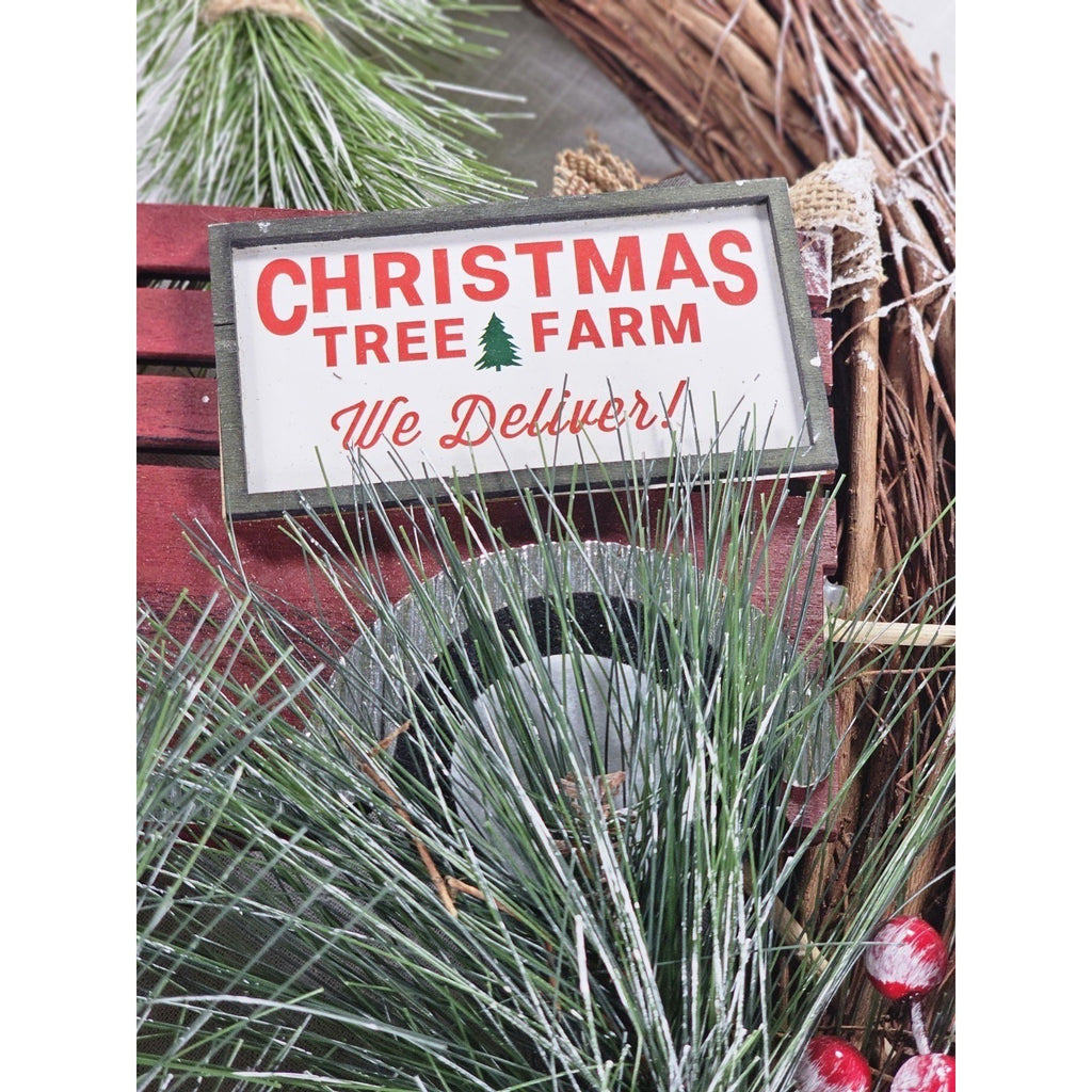 Rustic Red Truck Christmas Wreath Pinecones Berries Farmhouse Holiday Decor