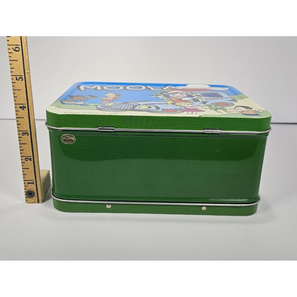 Vintage Moola the Cow Metal Lunch Box Green Blue